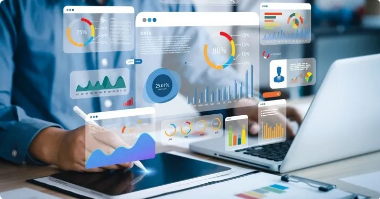 Financial data dashboards and analytics visualization